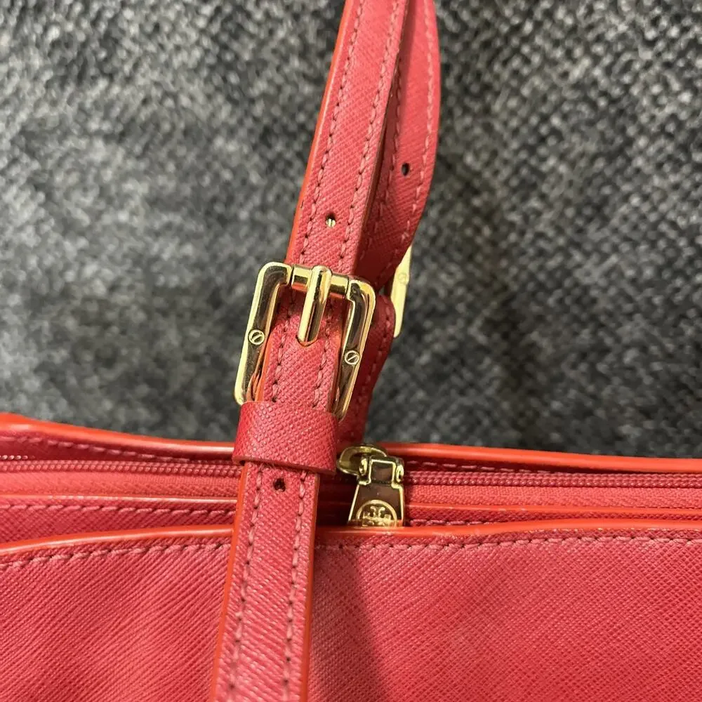 TORY BURCH Red Saffiano Leather York Tote Large Adjustable Shoulder Bag Carryall